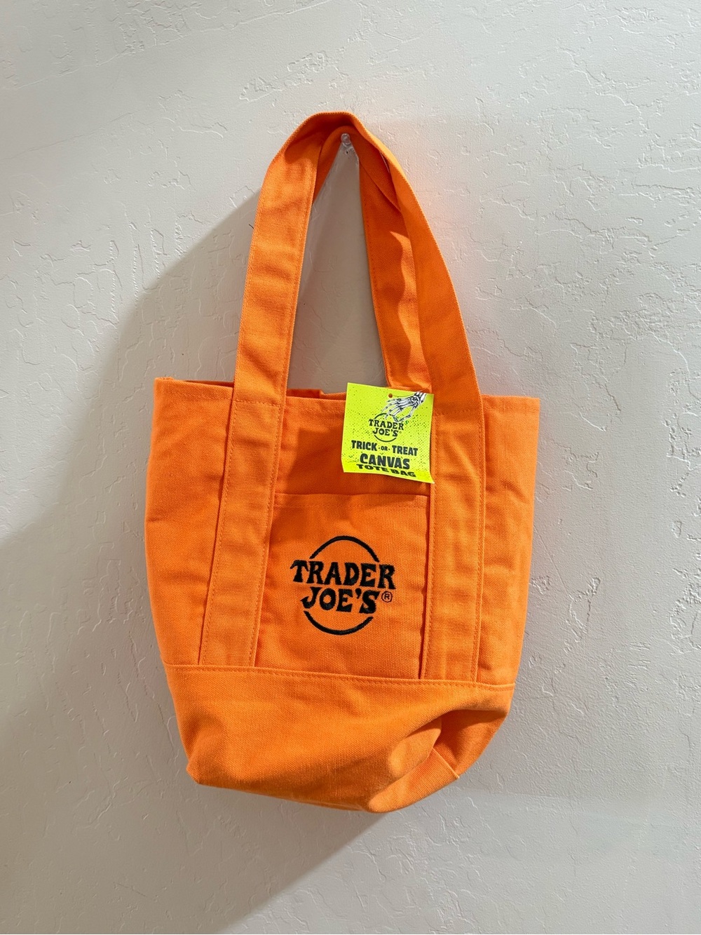 NWT Trader Joe's Orange Canvas Tote Bag for Everyday Use Halloween